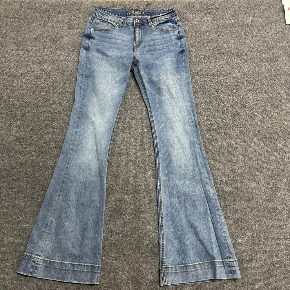 Grace in LA Jeans Womens Size 29 Blue Easy Fit Bootcut Stretch Denim Denim 69315